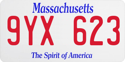 MA license plate 9YX623