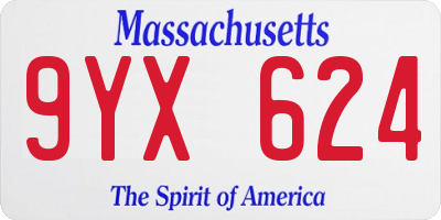 MA license plate 9YX624