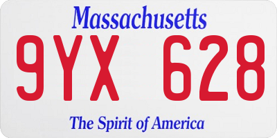 MA license plate 9YX628