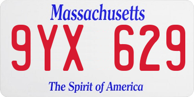 MA license plate 9YX629