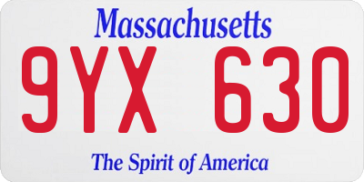 MA license plate 9YX630