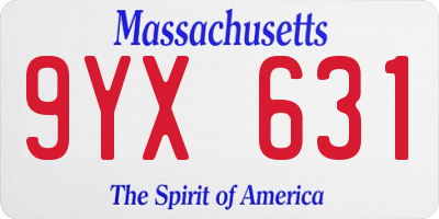 MA license plate 9YX631