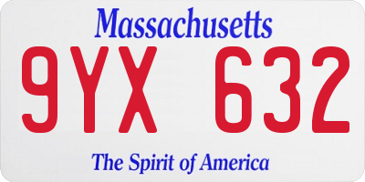 MA license plate 9YX632