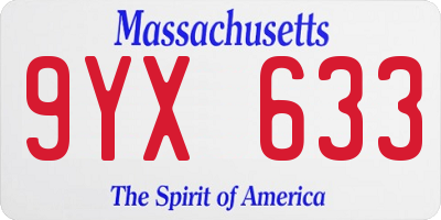 MA license plate 9YX633