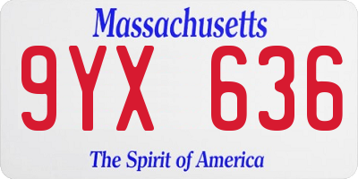 MA license plate 9YX636