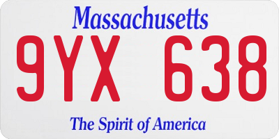 MA license plate 9YX638
