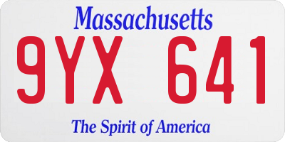 MA license plate 9YX641