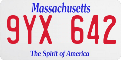 MA license plate 9YX642
