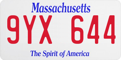 MA license plate 9YX644