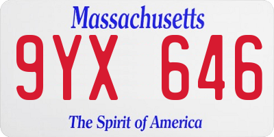 MA license plate 9YX646