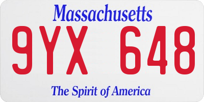 MA license plate 9YX648