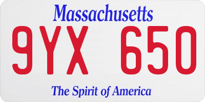 MA license plate 9YX650