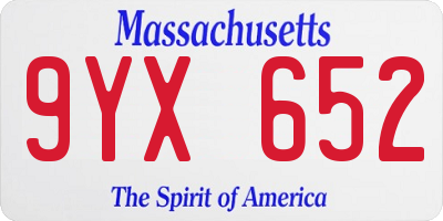 MA license plate 9YX652