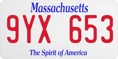 MA license plate 9YX653