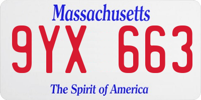 MA license plate 9YX663