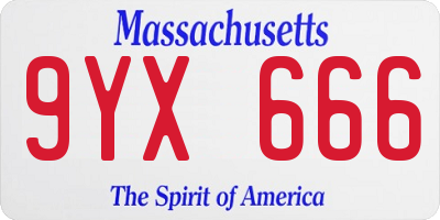 MA license plate 9YX666