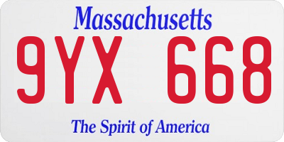 MA license plate 9YX668