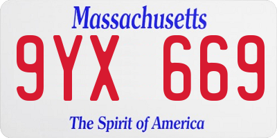 MA license plate 9YX669