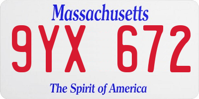 MA license plate 9YX672
