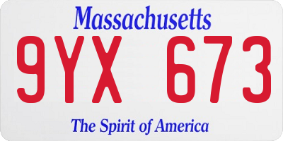 MA license plate 9YX673