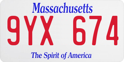 MA license plate 9YX674