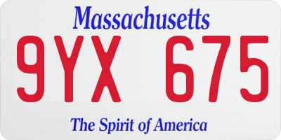 MA license plate 9YX675