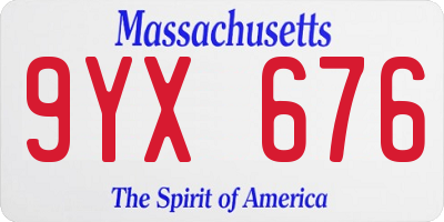 MA license plate 9YX676