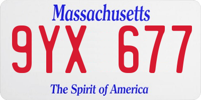 MA license plate 9YX677