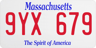 MA license plate 9YX679