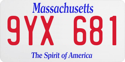 MA license plate 9YX681