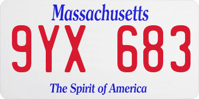 MA license plate 9YX683