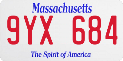 MA license plate 9YX684