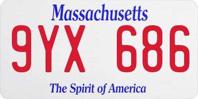 MA license plate 9YX686