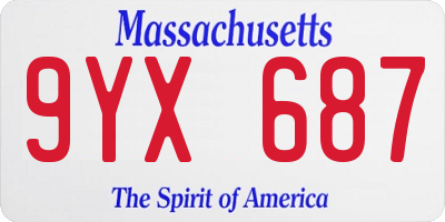 MA license plate 9YX687