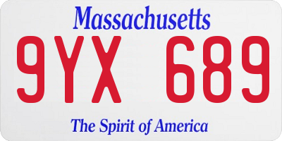 MA license plate 9YX689