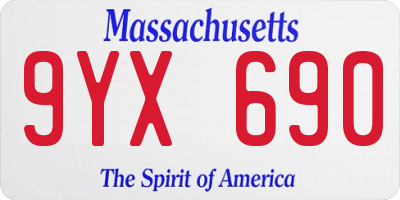 MA license plate 9YX690