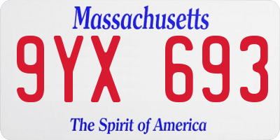 MA license plate 9YX693