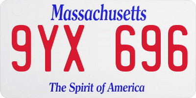 MA license plate 9YX696