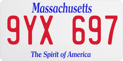 MA license plate 9YX697