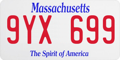 MA license plate 9YX699