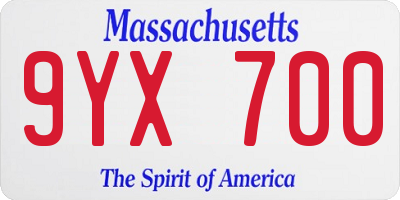 MA license plate 9YX700