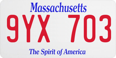 MA license plate 9YX703