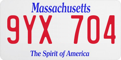 MA license plate 9YX704