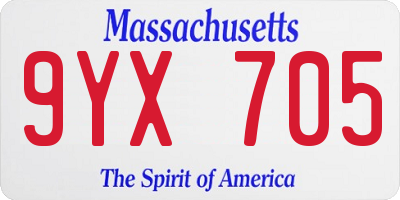 MA license plate 9YX705