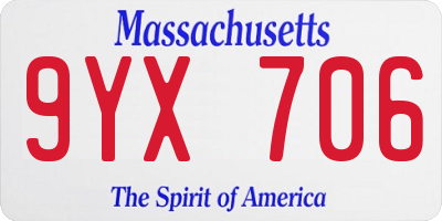 MA license plate 9YX706
