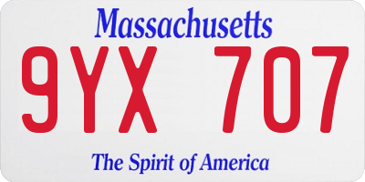 MA license plate 9YX707