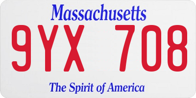 MA license plate 9YX708