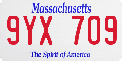 MA license plate 9YX709