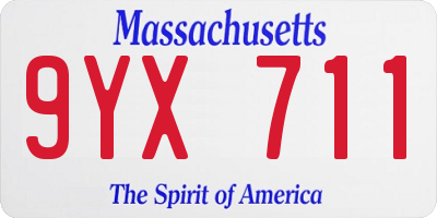 MA license plate 9YX711
