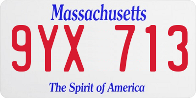 MA license plate 9YX713